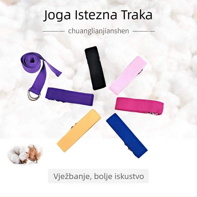 Čisti pamučni rastezljivi pojas za jogu s užetima, rastezljivi pojas za sportski fitness, podesivi pojas za jogu, pomoćni pojas za otvorena ramena
