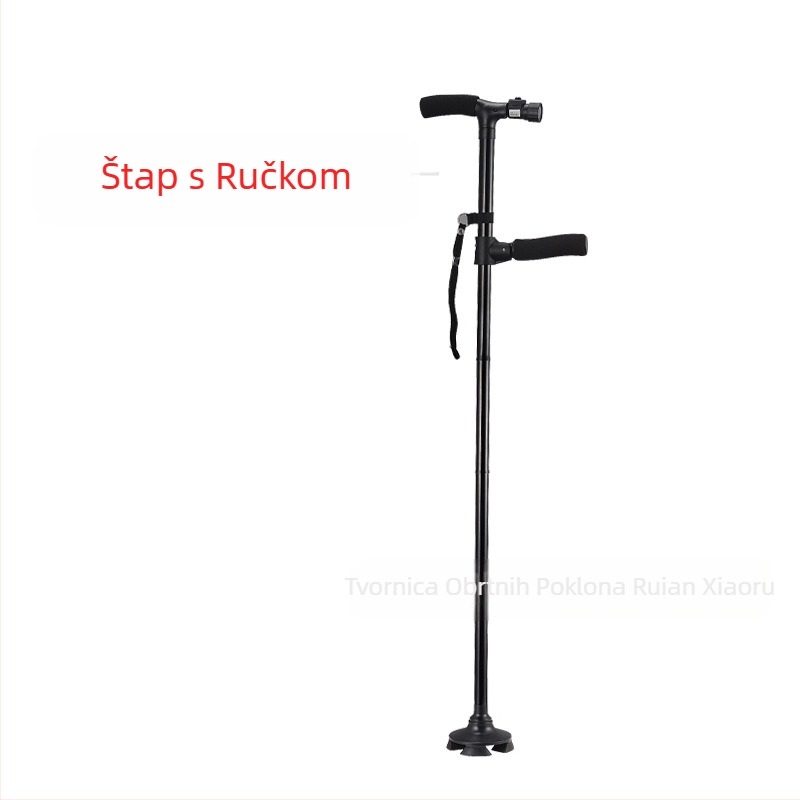 Štap za hodanje s protukliznim efektom, četveronožne štake, teleskopske sklopive lagane štake od aluminijske legure, višenamjenske štake s podešavanjem svjetla