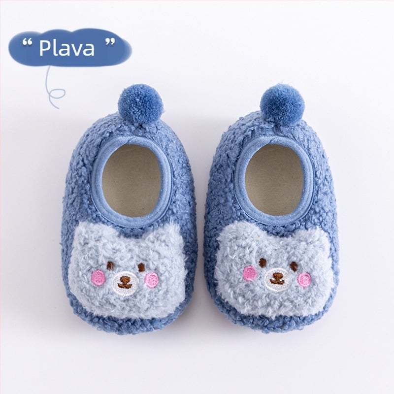 Miyou pamučne jesenske i zimske nove trodimenzionalne medvjedićke lutke od koraljnog flisa za malu djecu, baršunaste podstavljene neklizajuće čarape za pod