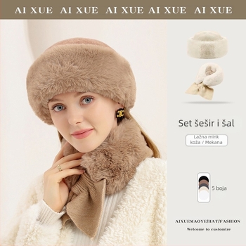 Vanjska trgovina Topla kapa Jesenska i zimska ženska vunena pletena kapa šal Sve u jednom Svestrana nova zimska kapa