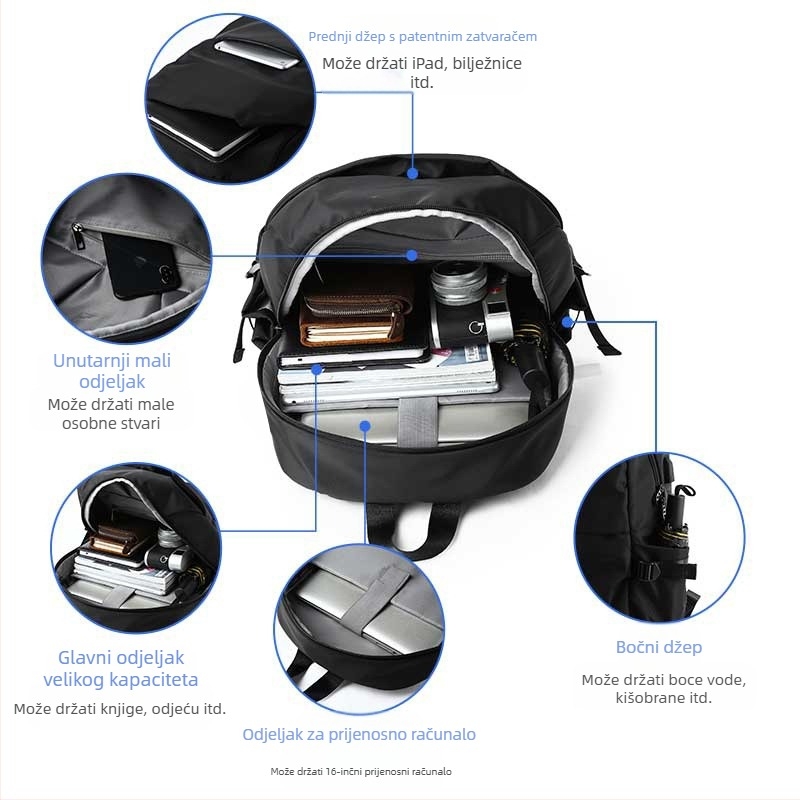 Obrada Modni jednostavni ruksak Muški trendi juniorski srednjoškolac školska torba putni ruksak 16 inča računalna torba muška torba