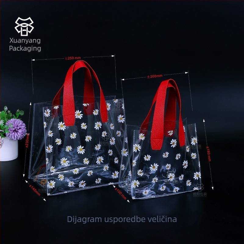 Prekogranična prozirna PVC torba za poklone s tratinčicama, plastična poklon torba za slatkiše, poklon torba za djeveruše za otvaranje