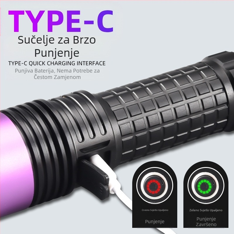 60W svjetiljka s ljubičastim svjetlom visoke snage, UV crno ogledalo, ljubičasto svjetlo, veleprodaja nakita, fluorescentno protiv krivotvorenja, otkrivanje mrlja od ulja 365Nm