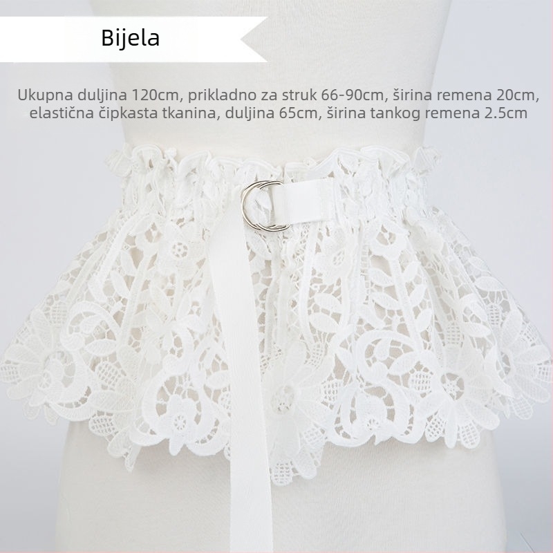 Ženski pojas s čipkastim ukrasom, široki elastični pojas s haljinom, košuljom, džemperom u struku