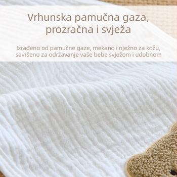 Dječji ručnik od čistog pamuka koji upija znoj, četveroslojni ručnik za leđa s gazom za bebe, prozračni ručnik za dječju vrtiću koji izolira znoj i zaustavlja znojenje.