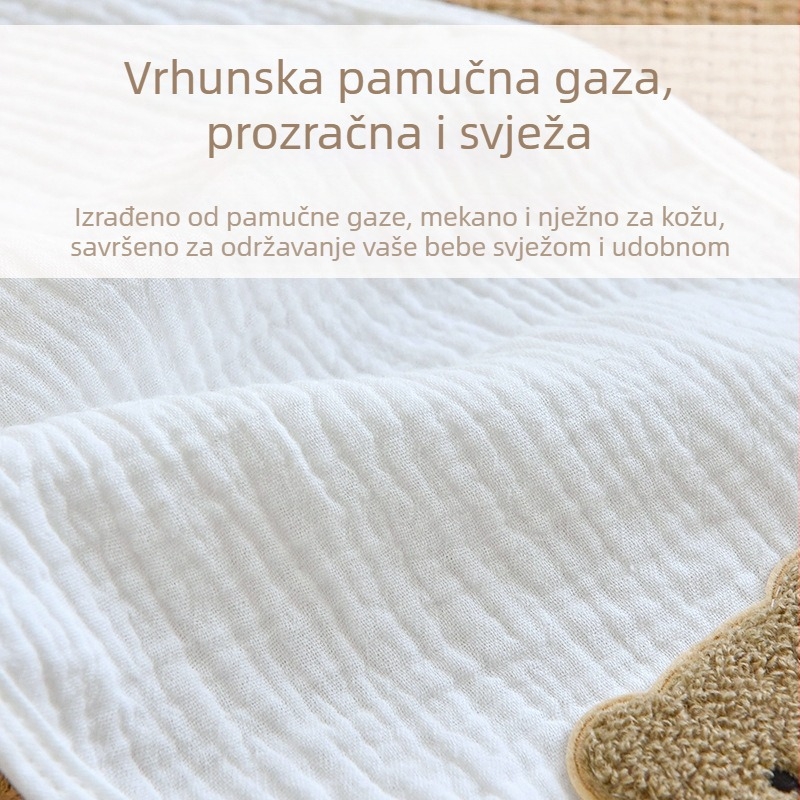 Dječji ručnik od čistog pamuka koji upija znoj, četveroslojni ručnik za leđa s gazom za bebe, prozračni ručnik za dječju vrtiću koji izolira znoj i zaustavlja znojenje.
