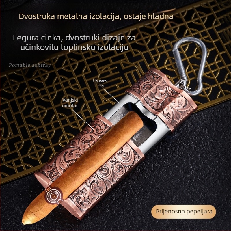 Prekogranična kreativna prijenosna pepeljara s metalnom kopčom, prijenosna automobilska vanjska pepeljara za pohranu, vanjska pepeljara za cigare