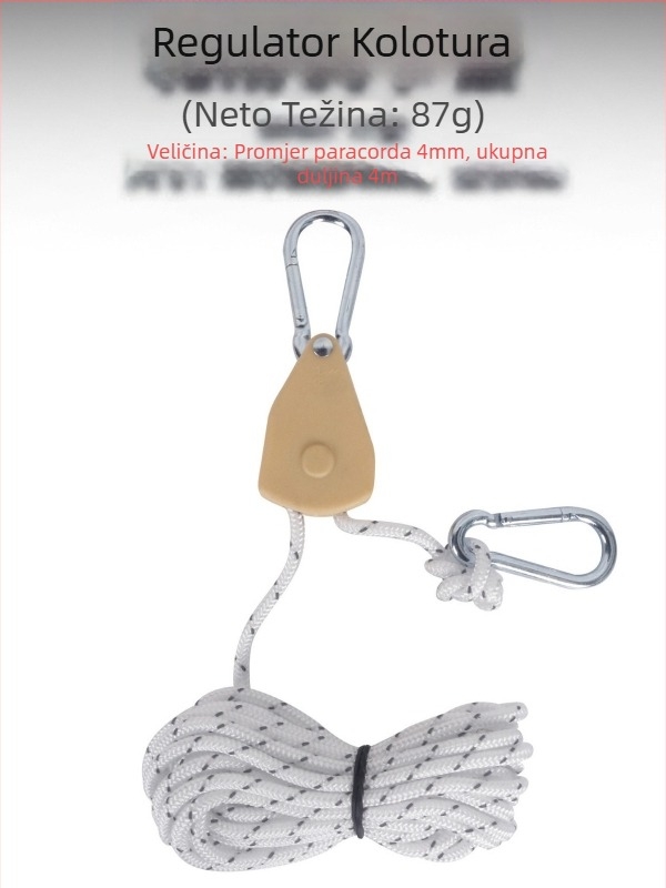Držač za vanjski regulator remenice, metalni remen za dizanje, reflektirajući konop za vjetar, podebljano uže za nadstrešnicu, kišobran 4 mm