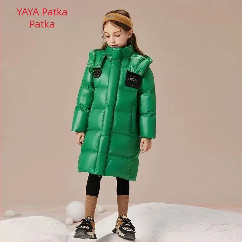 3QR dječja perjana jakna 2023. Zima, nova 90. bijela pačja perjana jakna, srednje veličine, zadebljana, crno-zlatna, dječja, srednje duljine, modna