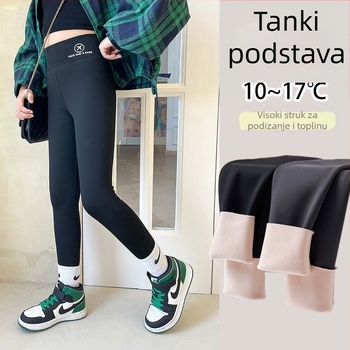 Jesenske i zimske tanke baršunaste dječje hlače s motivom morskog psa, djevojačke tajice, vanjska odjeća, visokoelastične, uske, tople, jednodijelne baršunaste Barbie hlače visokog struka