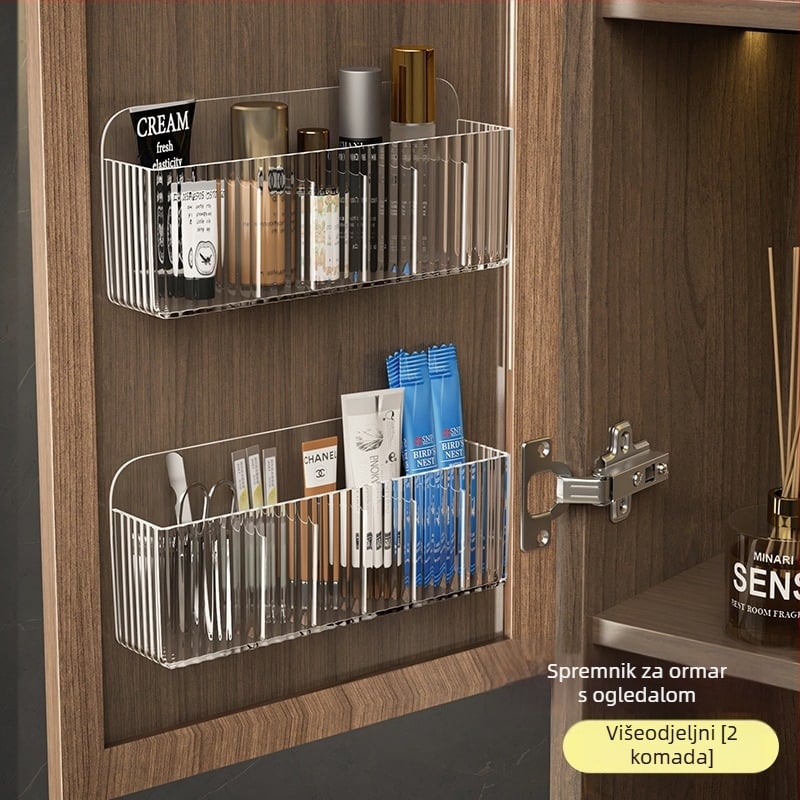 Zidni stalak za nakit s ogledalom i stražnjom stranom vrata ormarića, viseći lanac za naušnice s kukama, kuke za nizove i lančiće, protiv zapetljavanja, bez bušenja