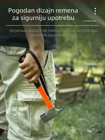 Kampiranje na otvorenom, čekić za klinove, višenamjenski čekić za šator, čekić za nadstrešnicu, čekić za kampiranje, gumeni pribor