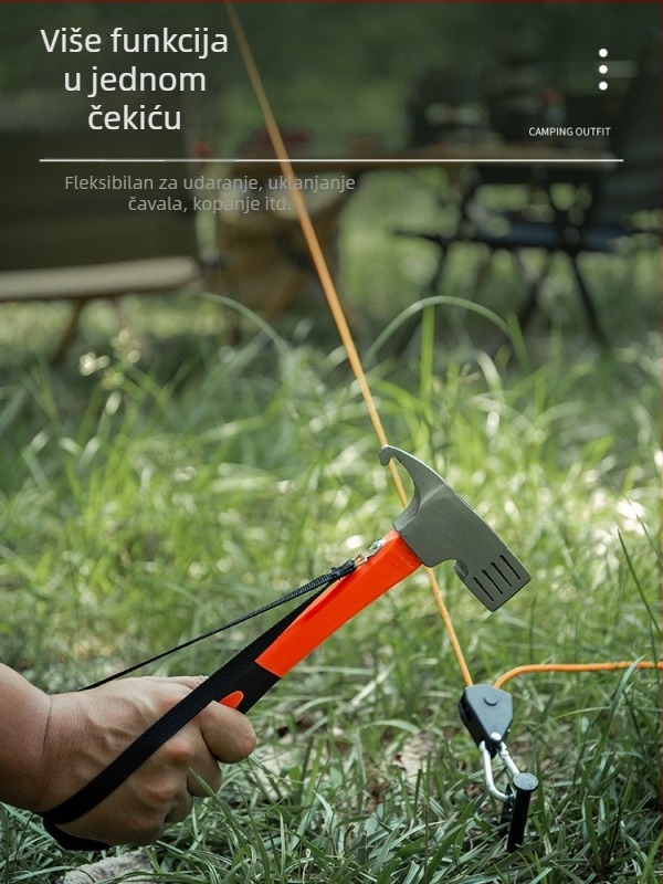 Kampiranje na otvorenom, čekić za klinove, višenamjenski čekić za šator, čekić za nadstrešnicu, čekić za kampiranje, gumeni pribor
