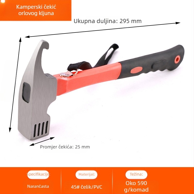 Kampiranje na otvorenom, čekić za klinove, višenamjenski čekić za šator, čekić za nadstrešnicu, čekić za kampiranje, gumeni pribor