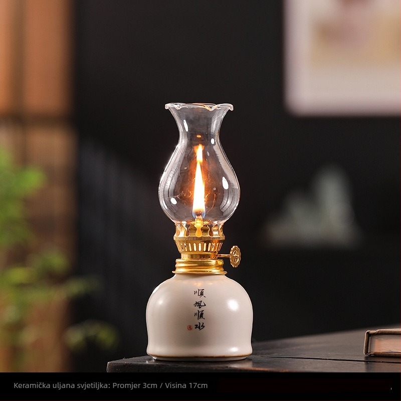 Prekogranična dropshipping keramička lampa na maslac plavo-bijeli lotos vintage petrolejska lampa ukrasi za čajnu ceremoniju za učenje atmosferska lampa za čajnu sobu