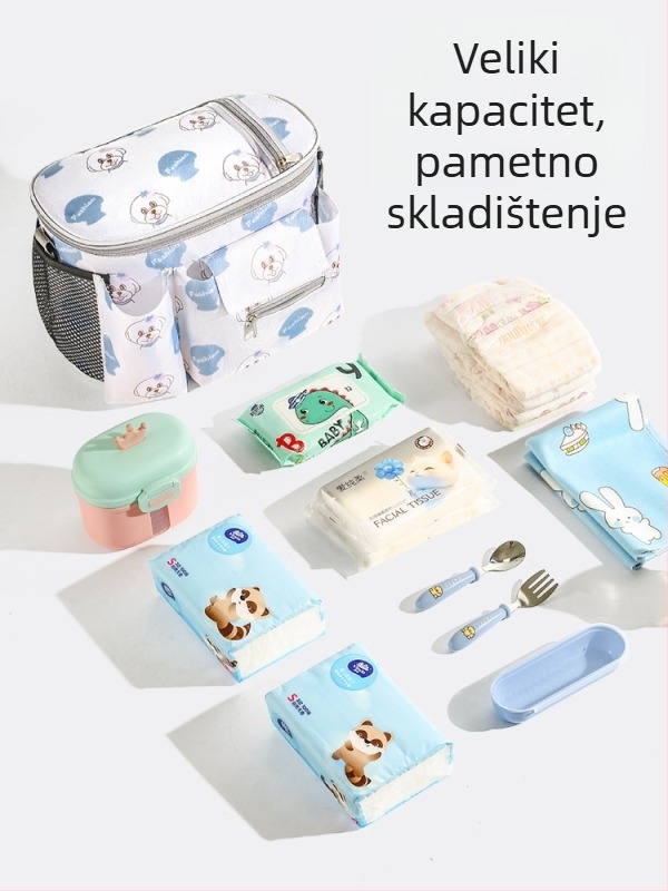 Torba za mame, modna lagana viseća torba za dječja kolica, torba za pohranu, hodajuća torba za pohranu dječjih artefakata, torba za rame, vanjska torba za majku i bebu