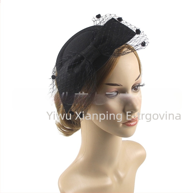 Amazon Supply Retro Mali Topper Šešir Pokrivalo za glavu Britanski Francuski Mašna Mrežasti Šešir Scenic Show Kosa Dodaci Žene