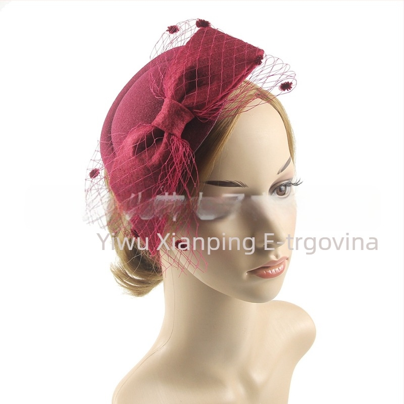Amazon Supply Retro Mali Topper Šešir Pokrivalo za glavu Britanski Francuski Mašna Mrežasti Šešir Scenic Show Kosa Dodaci Žene
