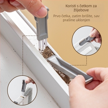 Četka za prozore četiri u jednom, četka za čišćenje utora prozora, alat za čišćenje utora prozora, razmak utora prozora, četka za prašinu na podu, mala četka