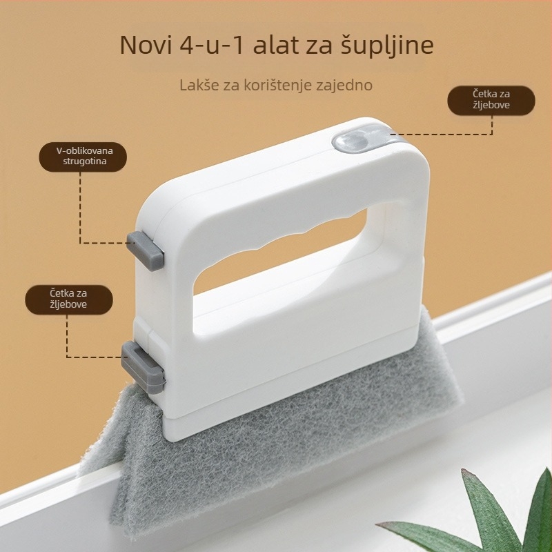 Četka za prozore četiri u jednom, četka za čišćenje utora prozora, alat za čišćenje utora prozora, razmak utora prozora, četka za prašinu na podu, mala četka