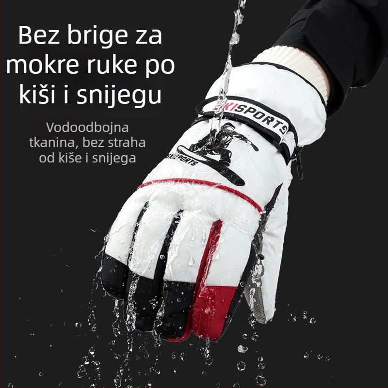 Zimske skijaške rukavice za muškarce, vjetrootporne, vodootporne, neklizajuće, s flis podstavom, za tople zimske planinarske i jahačke aktivnosti, sa zaslonom osjetljivim na dodir