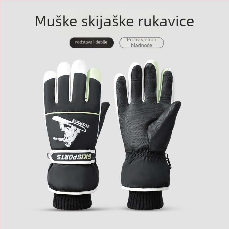 Zimske skijaške rukavice za muškarce, vjetrootporne, vodootporne, neklizajuće, s flis podstavom, za tople zimske planinarske i jahačke aktivnosti, sa zaslonom osjetljivim na dodir