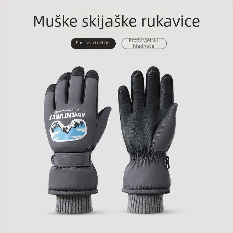Zimske skijaške rukavice za muškarce, vjetrootporne, vodootporne, neklizajuće, s flis podstavom, za tople zimske planinarske i jahačke aktivnosti, sa zaslonom osjetljivim na dodir