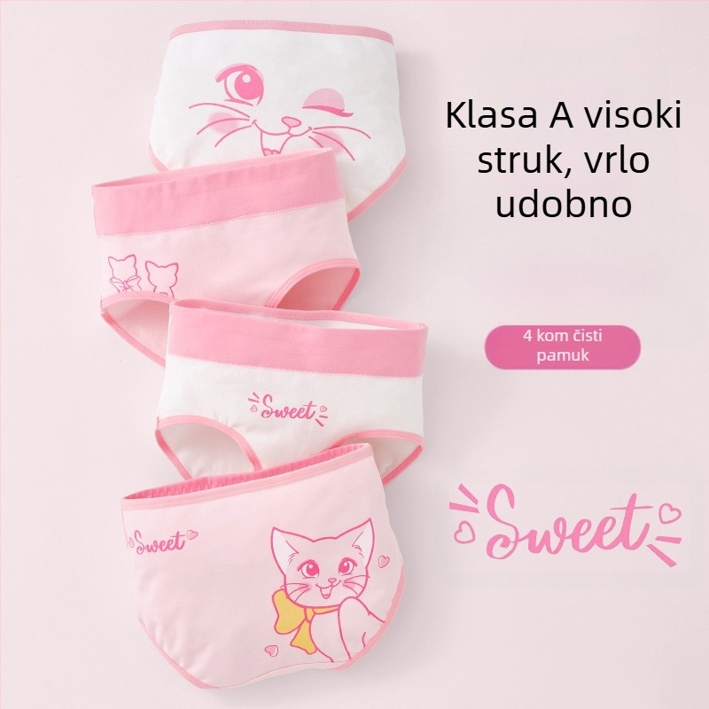 Dječje donje rublje za djevojčice trokutasto visokog struka, pamuk klase A, pamučne kratke hlačice za djevojčice od 6-12 godina, bez kopče, veleprodaja