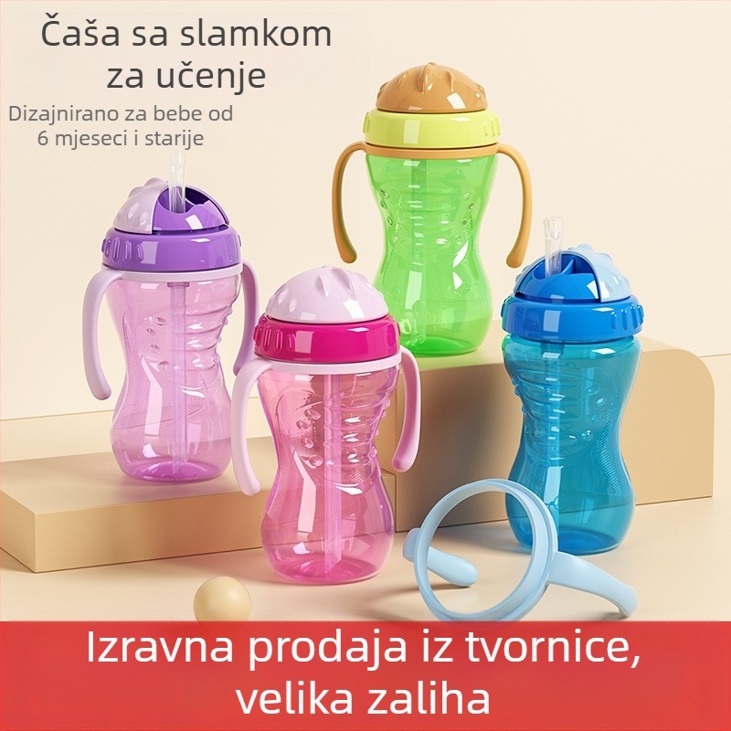 Prekogranična vanjska trgovina, vruća prodaja za bebe s ručkom od pp materijala, šalica za piće, šalica za piće, otporna na padove