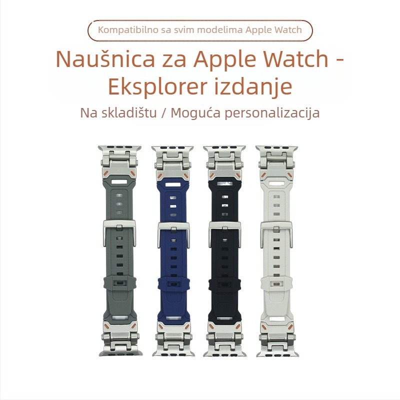 Pogodno za remen za Apple Watch iWatch Ultra s titanskom kopčom i silikonskim Explorer remenom za Apple S10 Watch