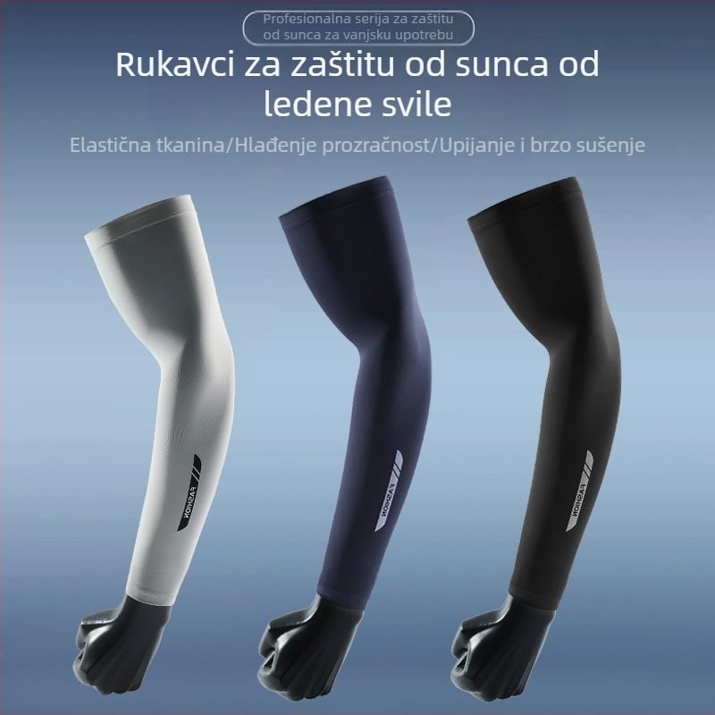 Muški ljetni ledeni rukav za zaštitu od sunca, upija znoj, prozračni, UV zaštita, zaštita za ruke na otvorenom, za vožnju, veleprodaja ledeno svilenih navlaka za rukave