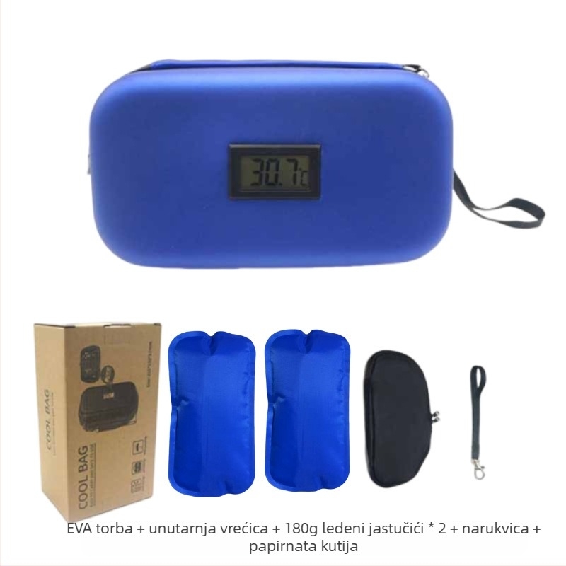 na zalihi Amazon Explosions Kutija za hladnjak za inzulin EVA Prijenosna vanjska torba za hladnjak s termometrom Vrećica za led Hladno očuvanje