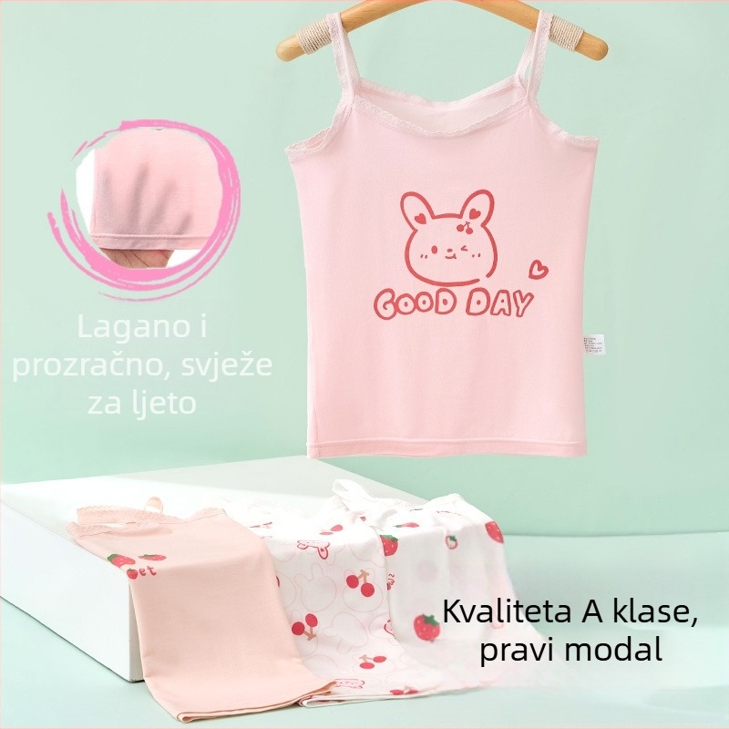Djevojački prsluk, ljetni tanki dječji donji dio, razvojni modalni top bez rukava, vanjska odjeća za bebe i veliku djecu