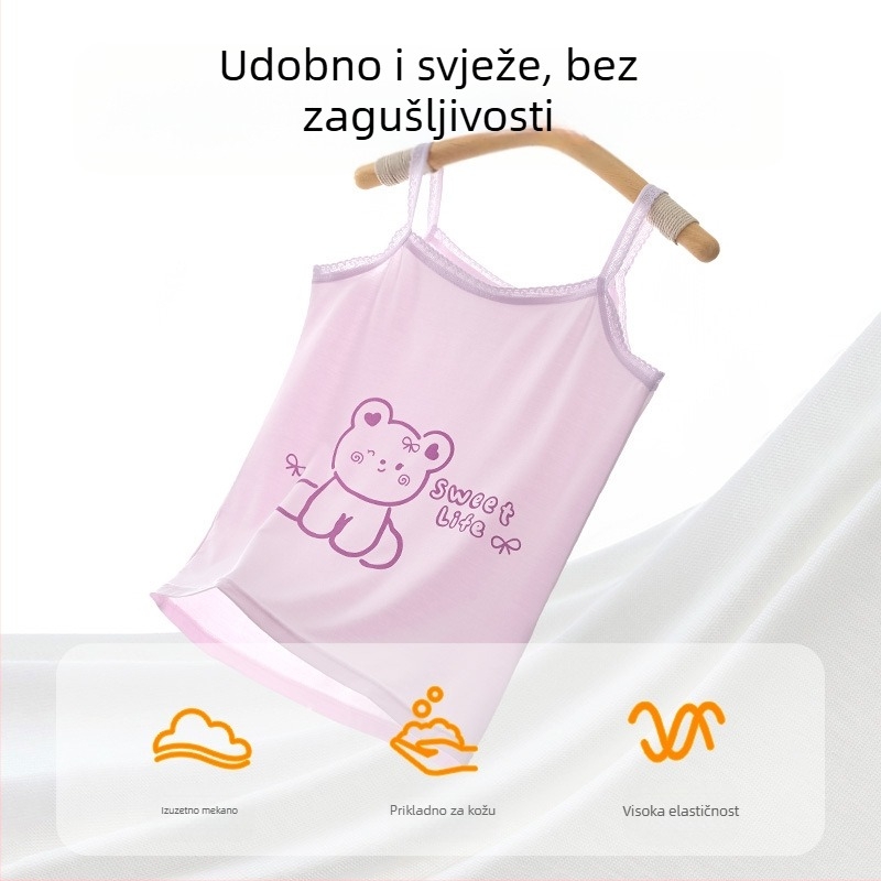 Djevojački prsluk, ljetni tanki dječji donji dio, razvojni modalni top bez rukava, vanjska odjeća za bebe i veliku djecu
