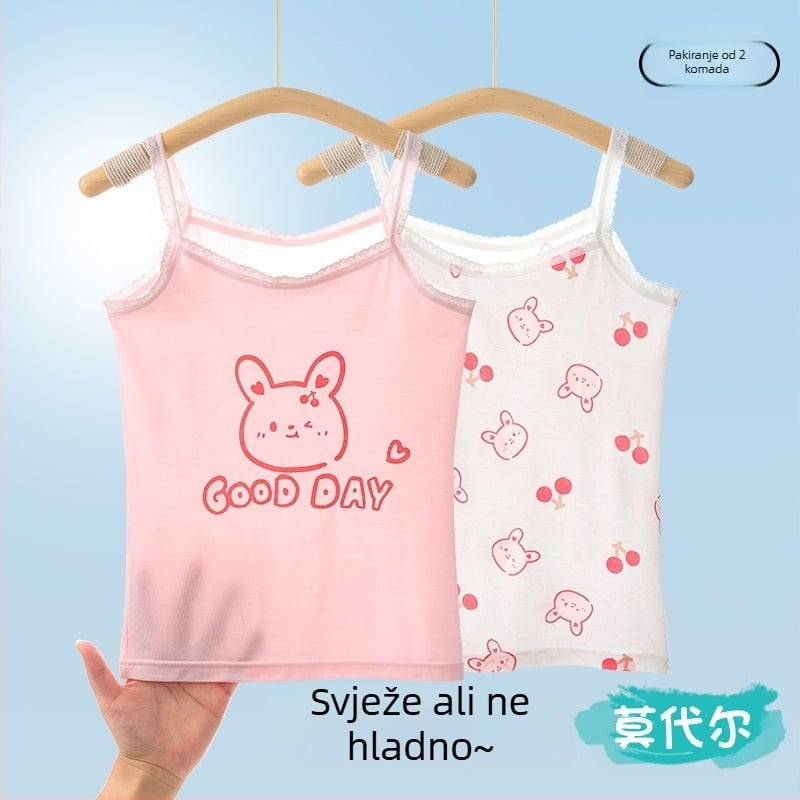 Djevojački prsluk, ljetni tanki dječji donji dio, razvojni modalni top bez rukava, vanjska odjeća za bebe i veliku djecu