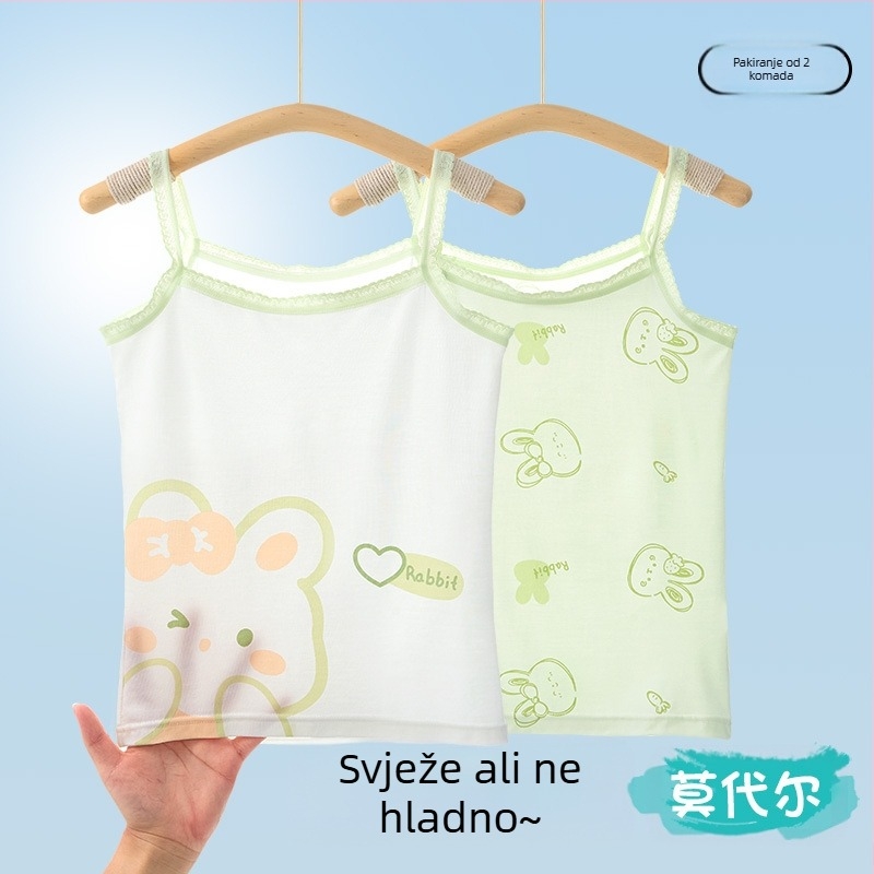 Djevojački prsluk, ljetni tanki dječji donji dio, razvojni modalni top bez rukava, vanjska odjeća za bebe i veliku djecu