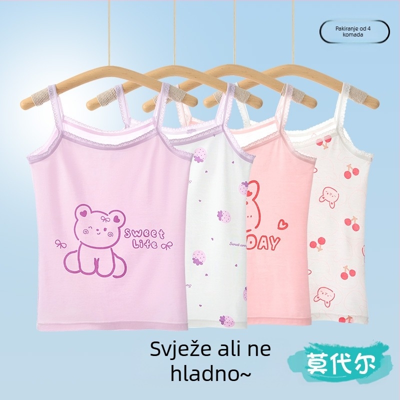 Djevojački prsluk, ljetni tanki dječji donji dio, razvojni modalni top bez rukava, vanjska odjeća za bebe i veliku djecu