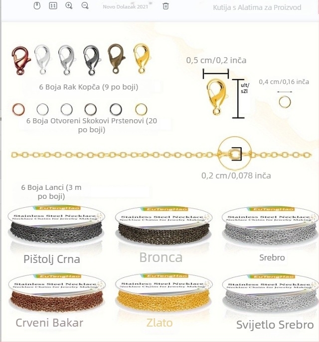 Prekogranični Amazon ravni press O lanac zadržavanje boje prevlačenje križni lanac DIY narukvica s lancem ključne riječi veleprodaja