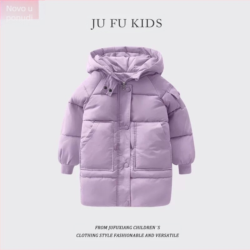 Zimska dječja jakna s pamučnom podstavom za dječake i djevojčice, korejski stil, jakna srednje duljine s pamučnom podstavom, dječja zimska odjeća, zadebljana, topla, srednje plime