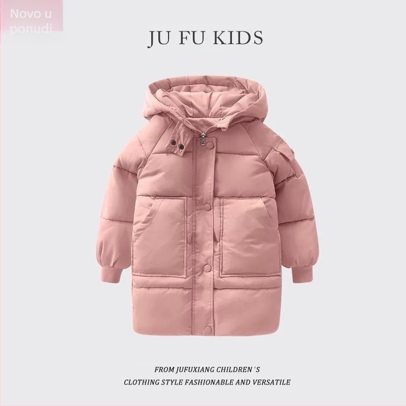 Zimska dječja jakna s pamučnom podstavom za dječake i djevojčice, korejski stil, jakna srednje duljine s pamučnom podstavom, dječja zimska odjeća, zadebljana, topla, srednje plime