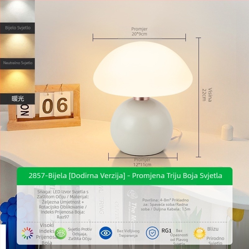 Stolna lampa u francuskom krem stilu, spavaća soba, noćna lampa visoke vrijednosti boja, nordijska djevojka, romantična vjenčana dekoracija, atmosferska lampa