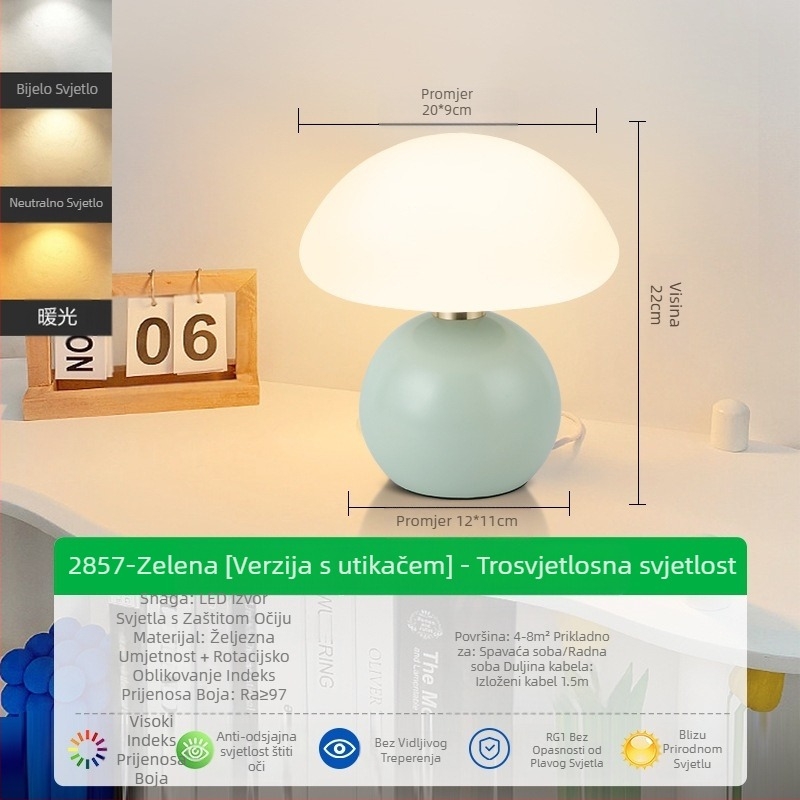 Stolna lampa u francuskom krem stilu, spavaća soba, noćna lampa visoke vrijednosti boja, nordijska djevojka, romantična vjenčana dekoracija, atmosferska lampa