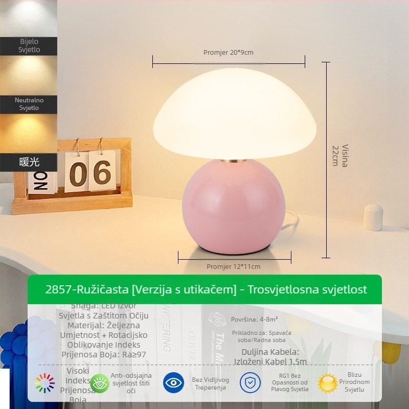 Stolna lampa u francuskom krem stilu, spavaća soba, noćna lampa visoke vrijednosti boja, nordijska djevojka, romantična vjenčana dekoracija, atmosferska lampa