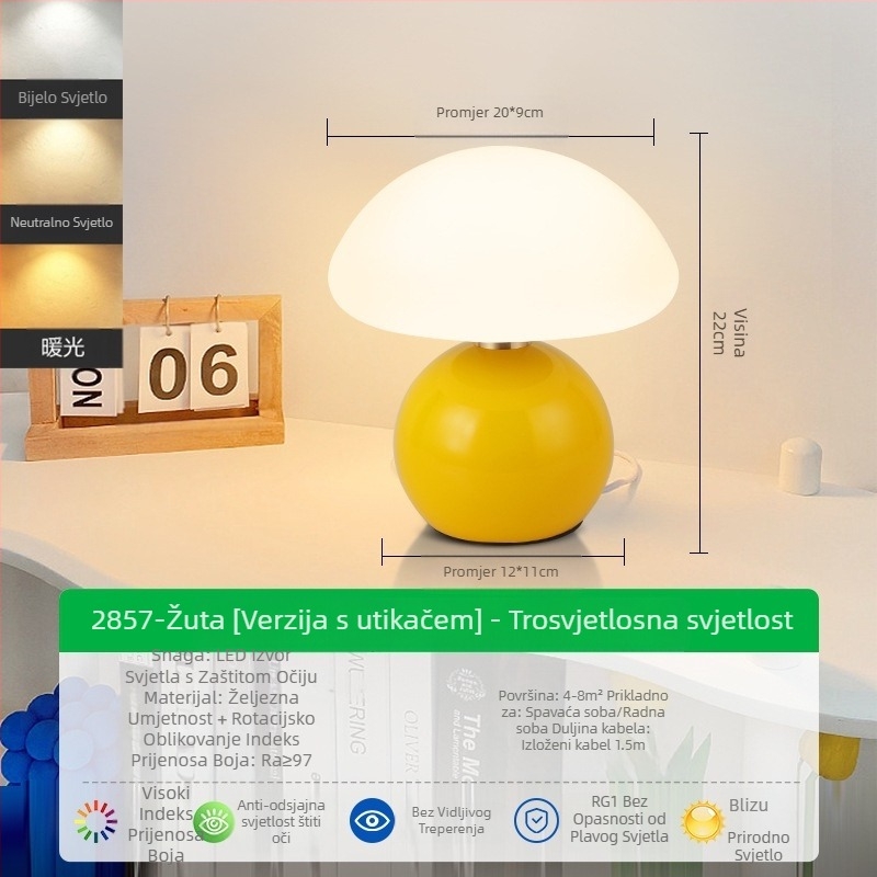 Stolna lampa u francuskom krem stilu, spavaća soba, noćna lampa visoke vrijednosti boja, nordijska djevojka, romantična vjenčana dekoracija, atmosferska lampa