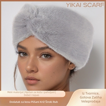 Europska i američka plišana traka za kosu s križem, pletena traka za glavu, štitnici za uši, pokrivala za glavu za jesen i zimu, široki bočni dodaci za kosu, topla vunena traka za kosu