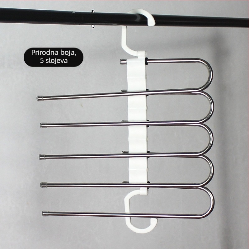 Stalak za hlače od nehrđajućeg čelika, višenamjenski sklopivi vješalica za kućanstvo, čarobni stalak za pohranu, ormar, kopča za hlače, višeslojna polica