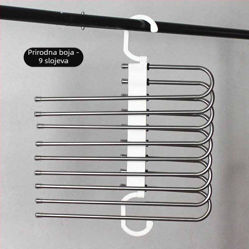 Stalak za hlače od nehrđajućeg čelika, višenamjenski sklopivi vješalica za kućanstvo, čarobni stalak za pohranu, ormar, kopča za hlače, višeslojna polica