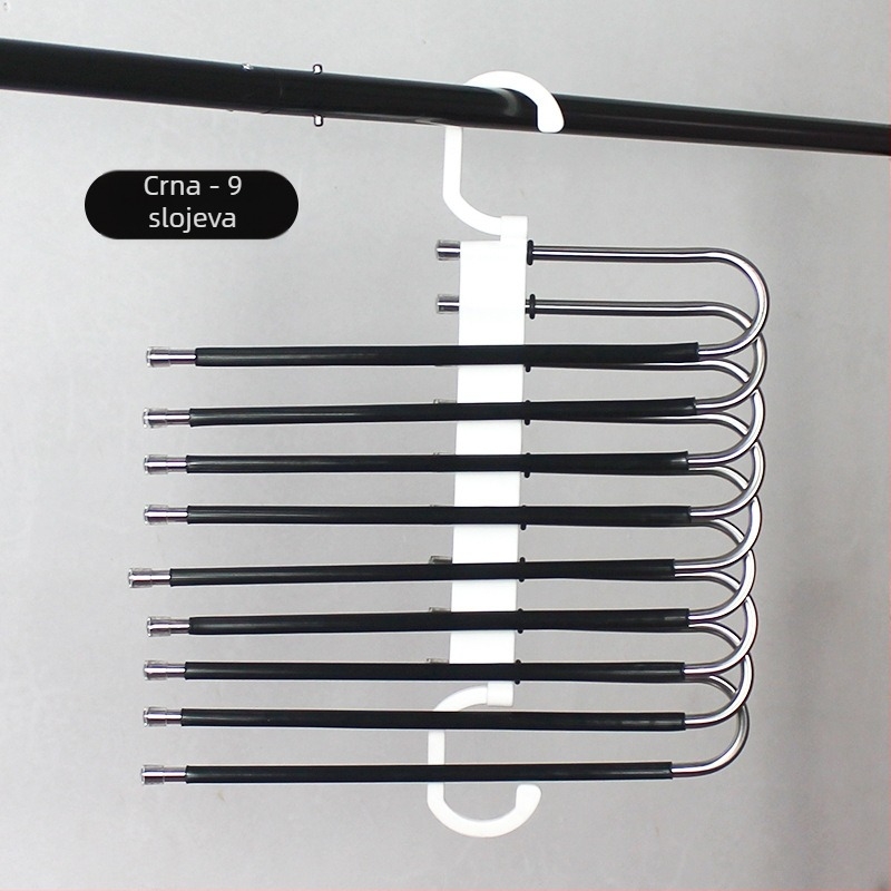 Stalak za hlače od nehrđajućeg čelika, višenamjenski sklopivi vješalica za kućanstvo, čarobni stalak za pohranu, ormar, kopča za hlače, višeslojna polica