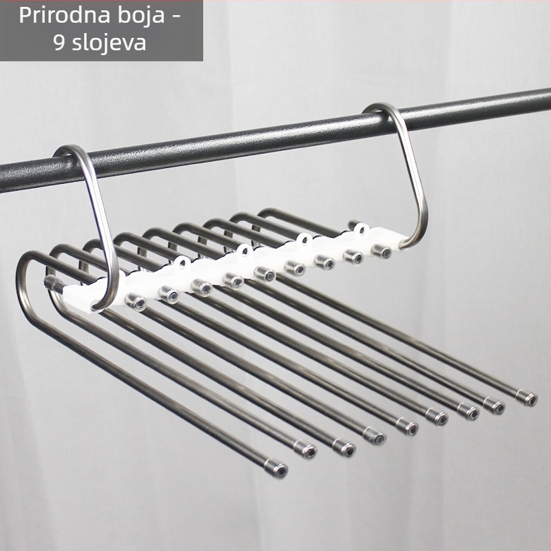 Stalak za hlače od nehrđajućeg čelika, višenamjenski sklopivi vješalica za kućanstvo, čarobni stalak za pohranu, ormar, kopča za hlače, višeslojna polica