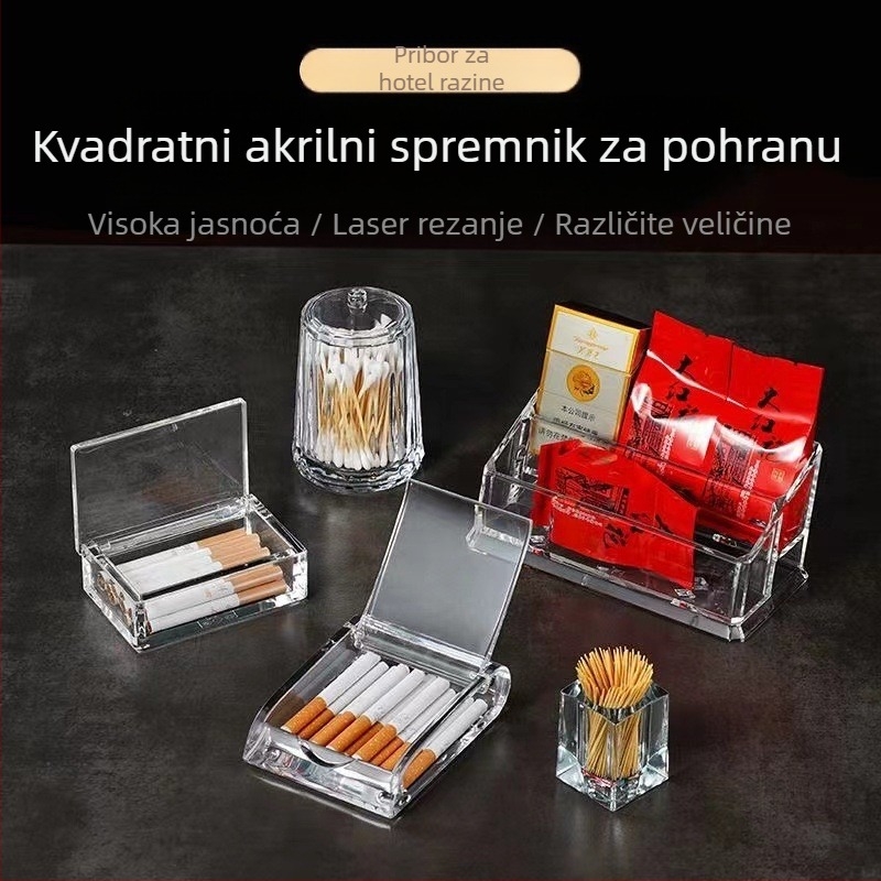 Akrilna kutija za vrećice čaja, vrećica za kavu, vrećica za slatkiše, sjedalo, hotel, restoran, kutija za čačkalice, držač za posjetnice otporan na pad s pretincem